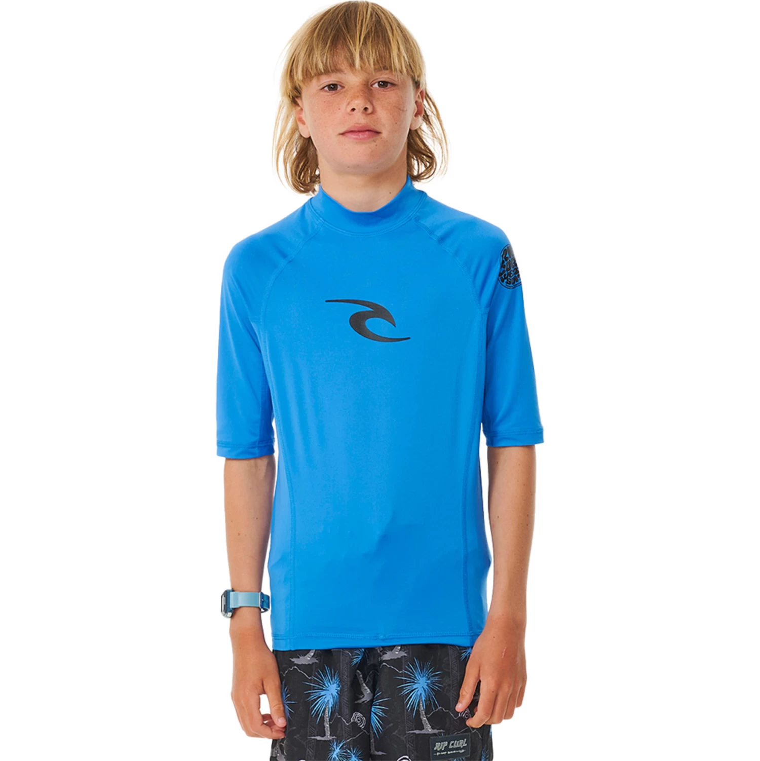 Rip Curl Boys Brand Wave Short Sleeve Rash Vest - Image 2
